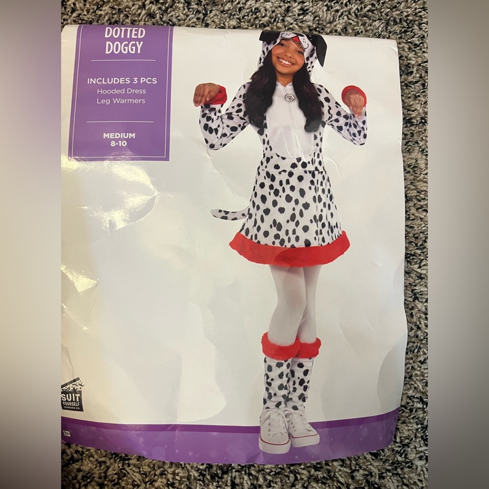 Spotted Doggy Kids Costume with Red Trim